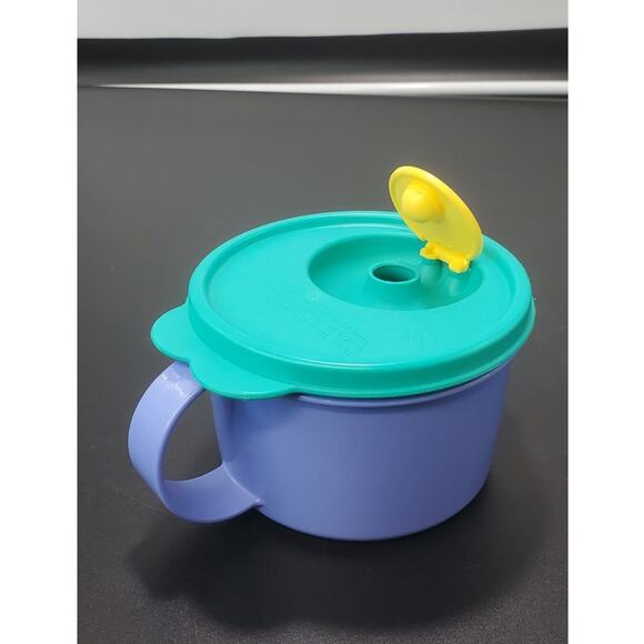 Tupperware 3155 Microwave 16 oz Soup Mug w/Vent Spout Lid 3156 Blue & Turquoise - Picture 2 of 6